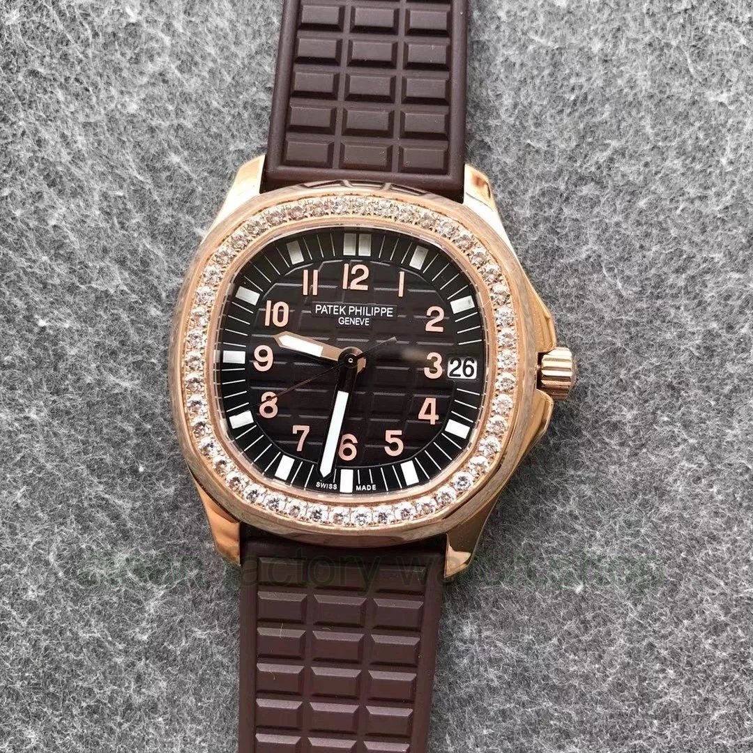 PPF Factory Patek Philippe Aquanaut 35.6mm 5068R-001 Rose Gold Diamond Bezel Brown Rubber Strap Black Dial 1 08a4d134 eb59 4ef4 9992 1dc4c6d3710a Clean Factory Watch