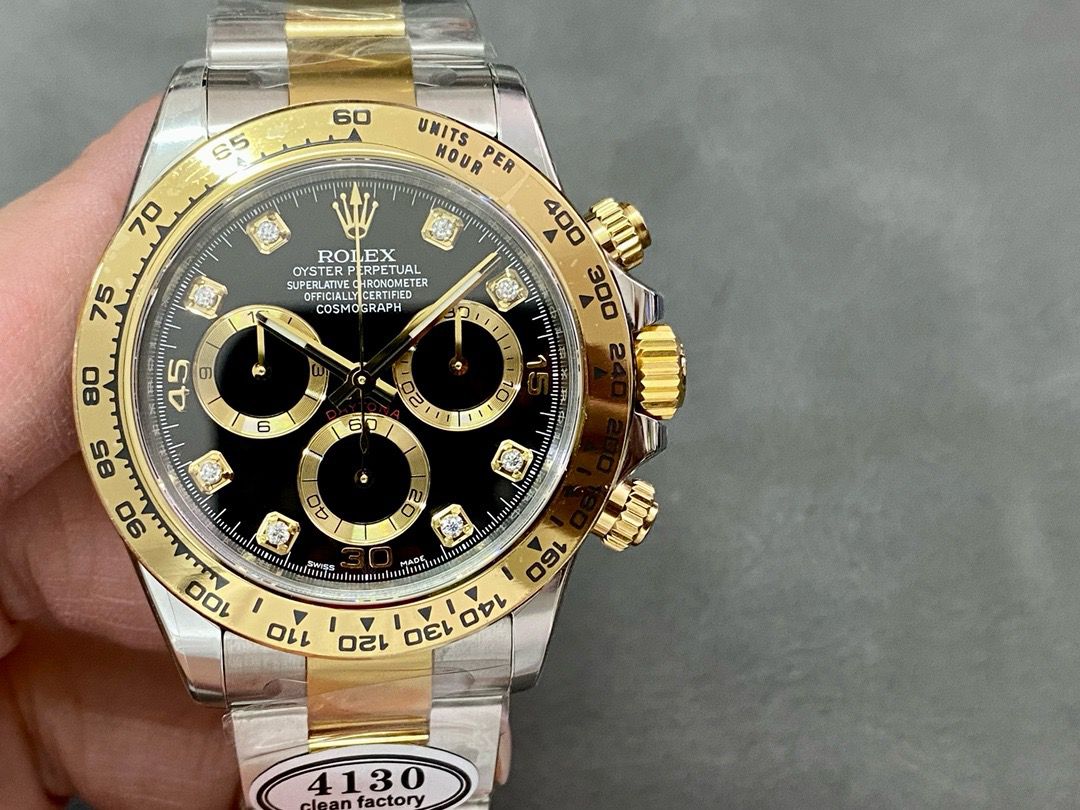 Clean Factory Rolex Daytona 116503-0008 40MM Half Gold Diamond Mop Black Dial 1 0f98471f 6f4b 46b8 b9c5 98d756f7826a Clean Factory Watch