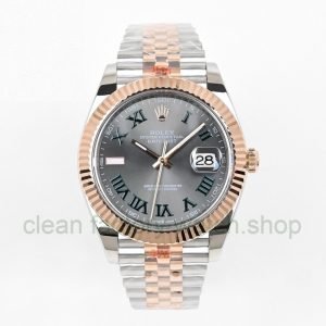Clean Factory Rolex Datejust 126231-0029 36MM Half Rose Gold Roman Numerals Wimbledon Grey Dial 8 1a066fe5 6fd3 4042 9bef eb4392547769 1 Clean Factory Watch