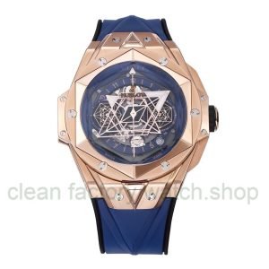 BBF Factory Hublot Big Bang Sang Bleu II 45mm 418.OX.2001.RX.MXM20 Rose Gold Blue Rubber Strap Blue Skeletonized Dial 11 1d013f0f 3330 41a2 8da7 16bcaf4fdaf1 Clean Factory Watch