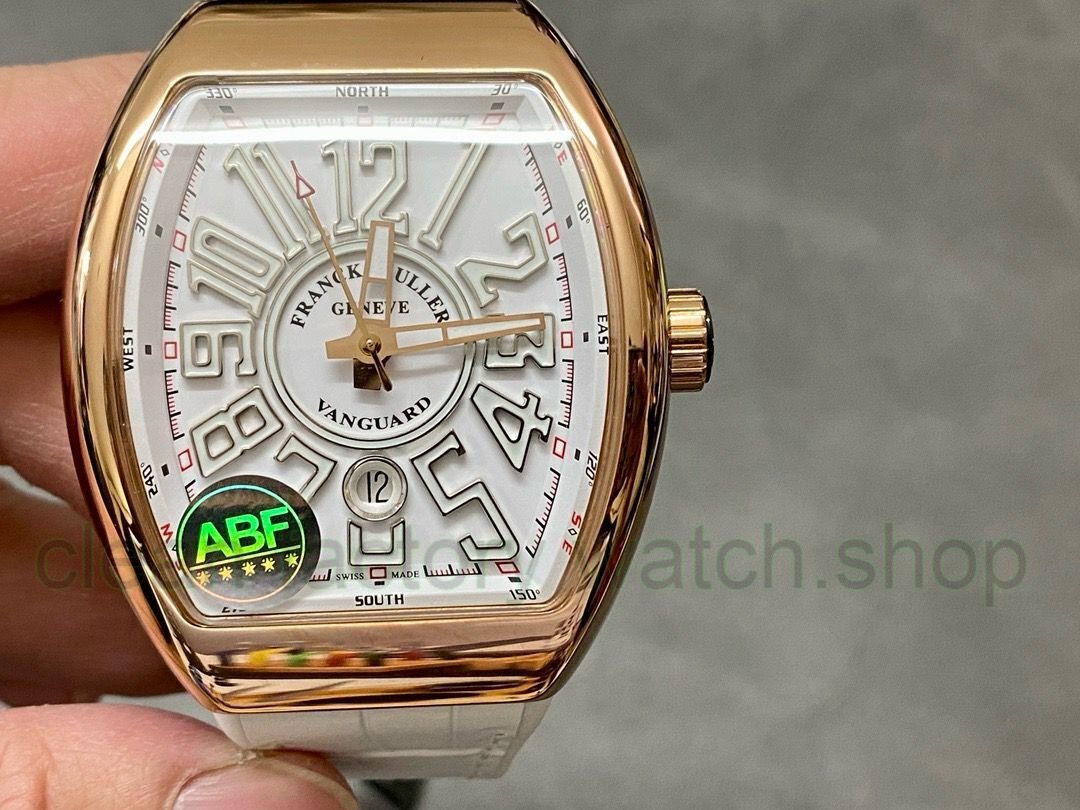 ABF Factory Franck Muller Vanguard V45 44mm Rose Gold Rubber Strap White Dial 1 2240d1d0 d230 4662 933f 013500e07105 Clean Factory Watch