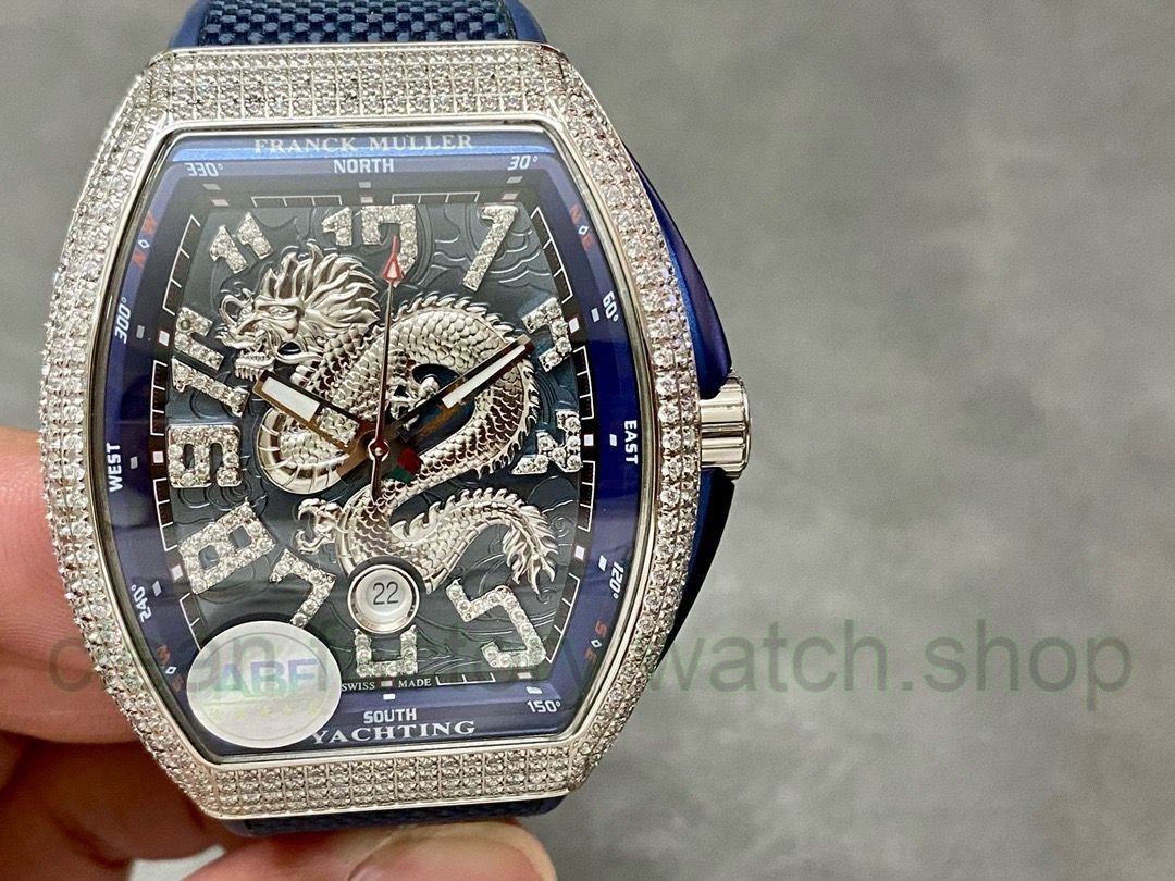 ABF Factory Franck Muller Dragon King Limited Edition Vanguard V45 44mm Diamond&Steel Rubber Strap Blue Dial 1 270314a0 b925 40ad 8c53 c025ba7ba350 Clean Factory Watch