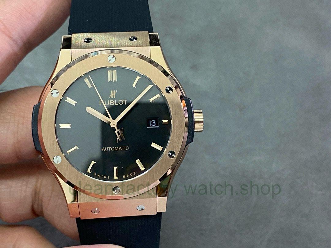 HB Factory Hublot Classic Fusion 542.OX.1181.RX 42mm Rose gold Rubber Strap Black Dial 1 3623543e 1712 40f7 b0b4 406707df01c2 Clean Factory Watch