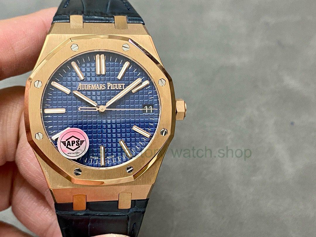 APS Factory Audemars Piguet Royal Oak Selfwinding 41mm 15510OR.OO.D315CR.02 Rose Gold Leather Blue Dial 1 3638956b a166 4f27 b357 26e974366413 Clean Factory Watch