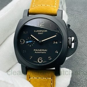 VS Factory Panerai Luminor 1950 3 Days GMT PAM 01441 44mm Ceramic Leather Strap Black Dial 11 493731fa 2948 430c aa43 e0ff866d42fa 1 Clean Factory Watch