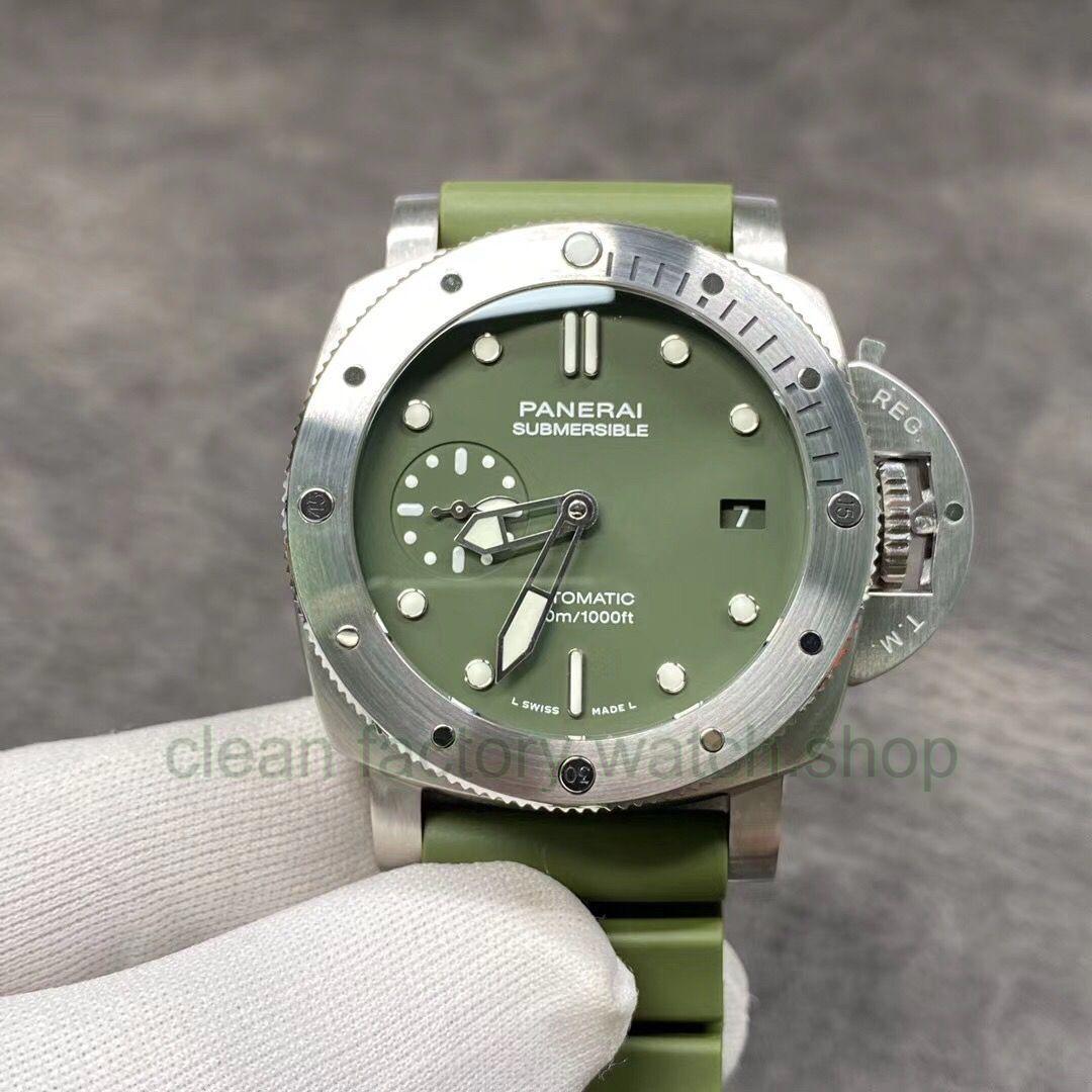 VS Factory Panerai Submersible PAM 01055 42mm Steel Verde Militare Green Rubber Strap Verde Militare Green Dial 1 51ed7a9a b2db 4dd0 b27f 9f17fff21ff4 1 Clean Factory Watch