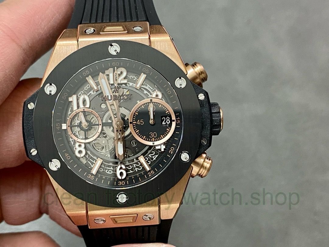BBF Factory Hublot Big Bang Unico 42mm 411.OM.1180.RX Rose Gold Black Rubber Strap Silver Skeletonized 1 5bfe7a04 f324 4857 8c23 7f298335901d Clean Factory Watch