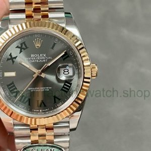 Clean Factory Rolex Datejust 126331-0016 41MM Half Rose Roman Numerals Wimbledon Grey Dial Jubilee 10 64652b45 08c3 4c3f 8fa1 ebdaf45ae09a Clean Factory Watch
