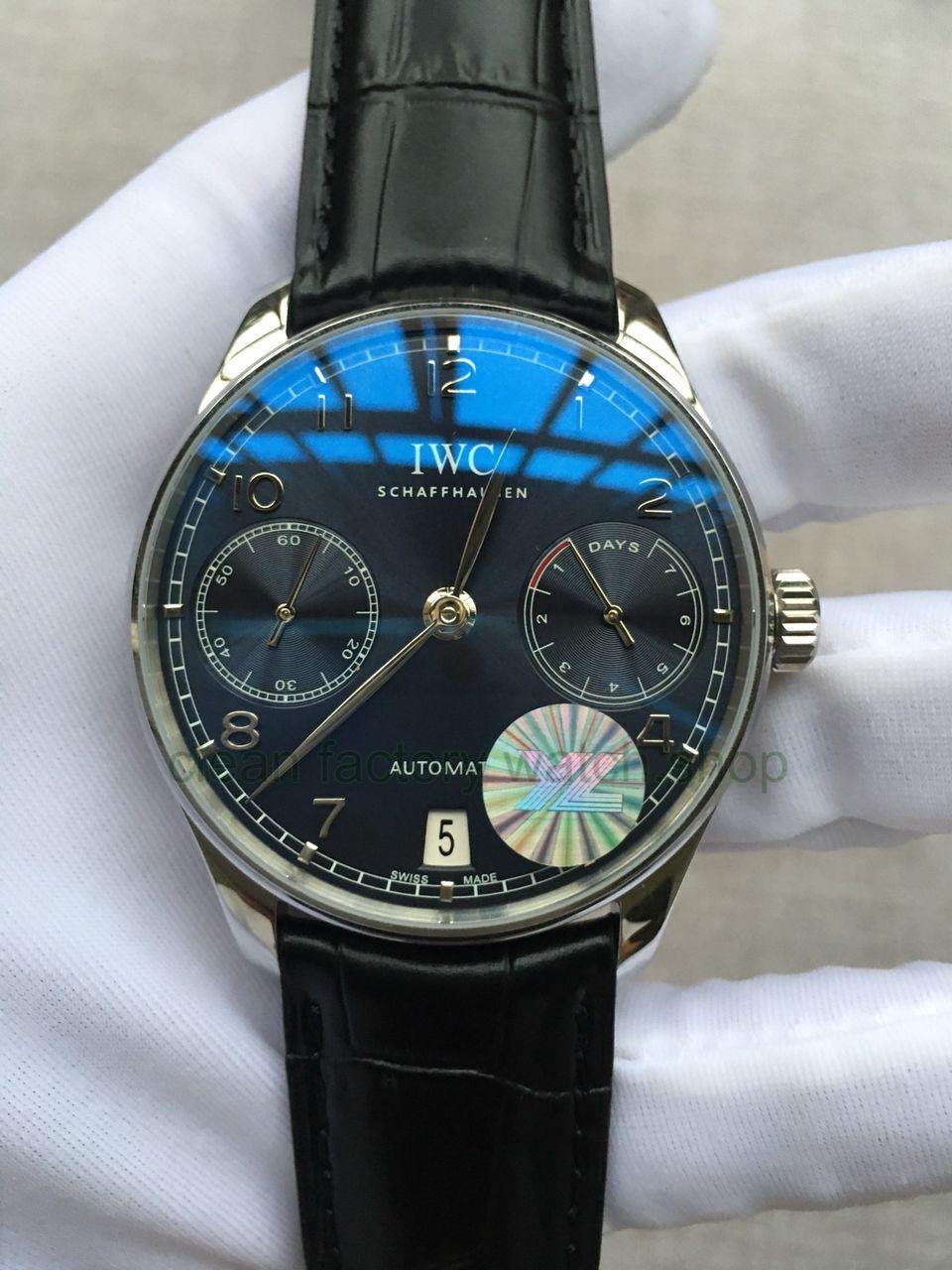YL Factory IWC Portuguese IW500109 42mm Steel Leather Strap Steel Arabic Number Black Dial 1 6ba212a1 eca0 430d 9f8c b61de4f6c2d4 Clean Factory Watch