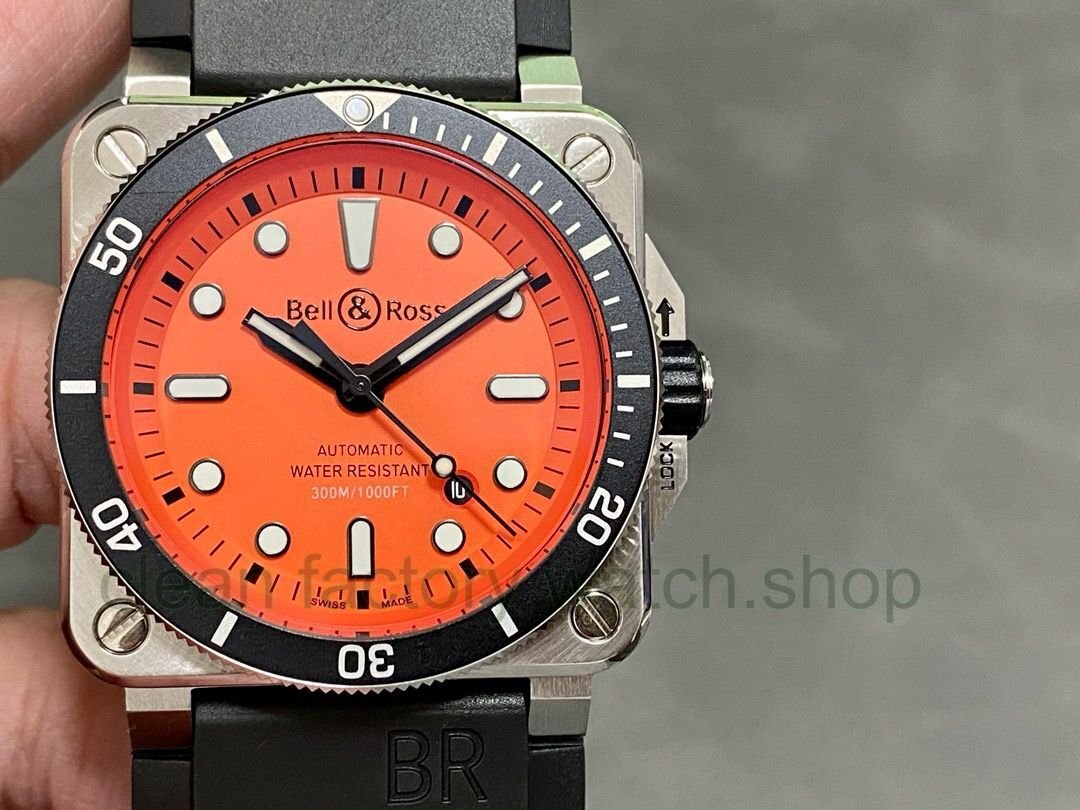 BRF Factory Bell & Ross BR 03-92 42mm Steel Rubber Strap Orange Dial 1 763fd44c bad2 4bb9 8eee 6f497e0d2655 Clean Factory Watch