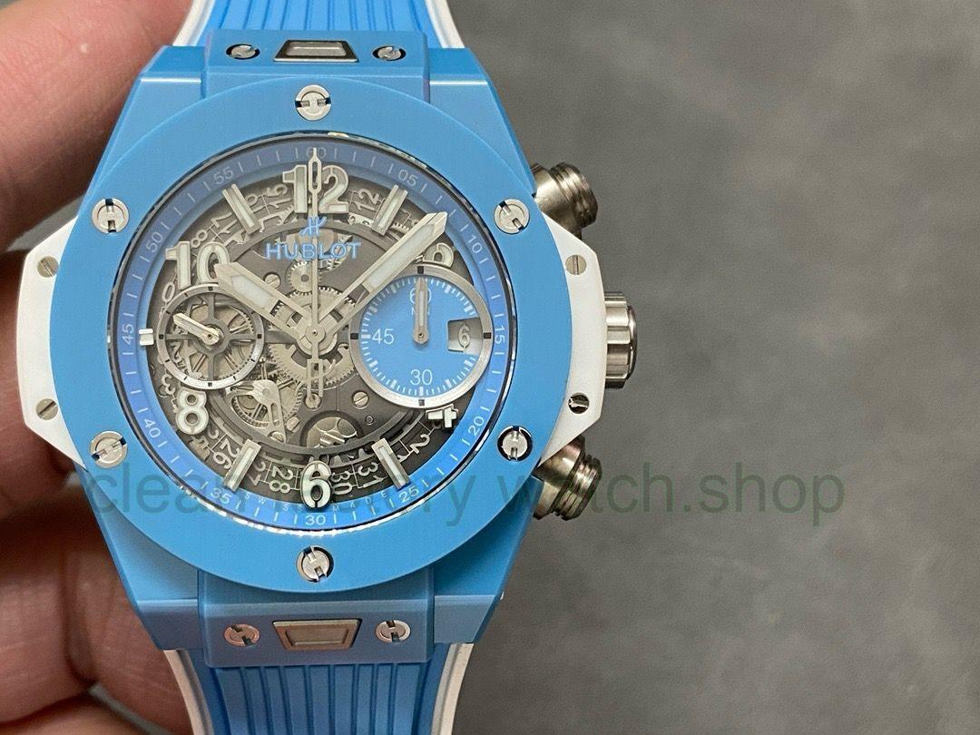 BBF Factory Hublot Big Bang Unico 42mm 441.EX.5120.RX Light Blue Ceramics Light Blue Rubber Strap Light Blue Skeletonized 1 800e6aa6 201c 428e a517 0dfe188d0f0c Clean Factory Watch