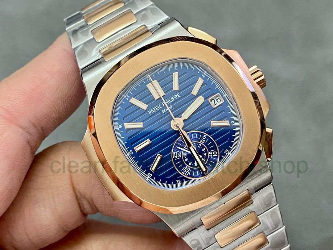 3K Factory Patek Philippe Nautilus 40.5mm 5980-1AR-001 Half Rose Gold Blue Dial 1 969e8643 12da 473d 95d1 72e1af7b1e6a Clean Factory Watch