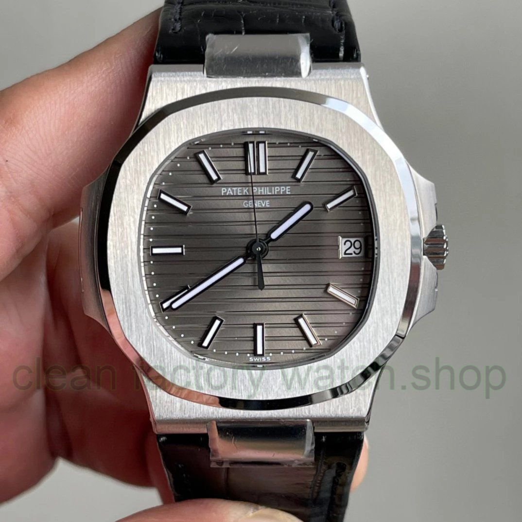 3K Factory Patek Philippe Nautilus 40mm 5711G-001 White Gold Leather Dark Gray Dial 1 9e9f85a9 14d4 4a56 8cae df7dd255ae12 Clean Factory Watch