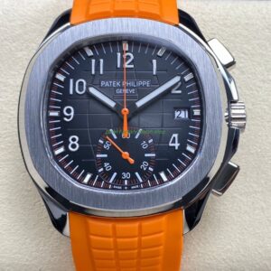 MMA Factory Patek Philippe Aquanaut 5968A 001 42.2mm Steel Orange Rubber Strap Black Dial 4 Clean Factory Watch
