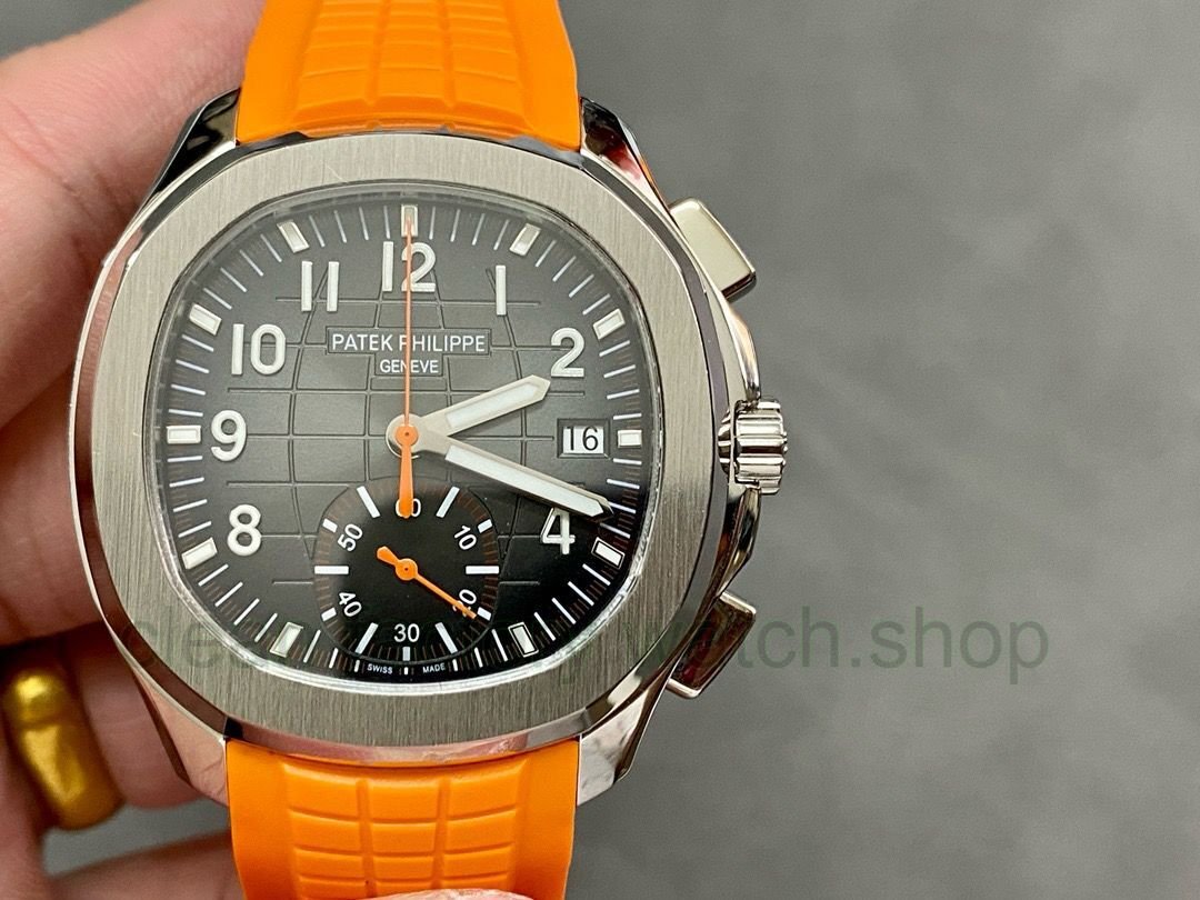 MMA Factory Patek Philippe Aquanaut 42.2mm 5968A-001 Orange Rubber Strap Black Dial 1 b2548905 033d 4b31 849f e7569a1ffbe0 Clean Factory Watch