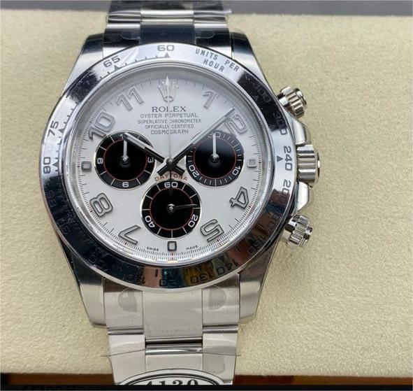 Clean Factory Rolex Daytona 116509 40MM Full White Gold Arabic Number Black Eye White Dial 1 b35d3c92 1fd6 42c9 b742 6e7d5f4f9b89 Clean Factory Watch