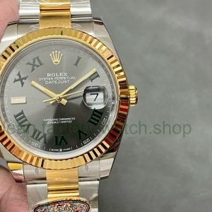Clean Factory Rolex Datejust 126333-0019 41MM Half Gold Roman Numerals Wimbledon Grey Dial 20 e1341ad9 5905 43a7 bd02 f2b51451aa16 Clean Factory Watch