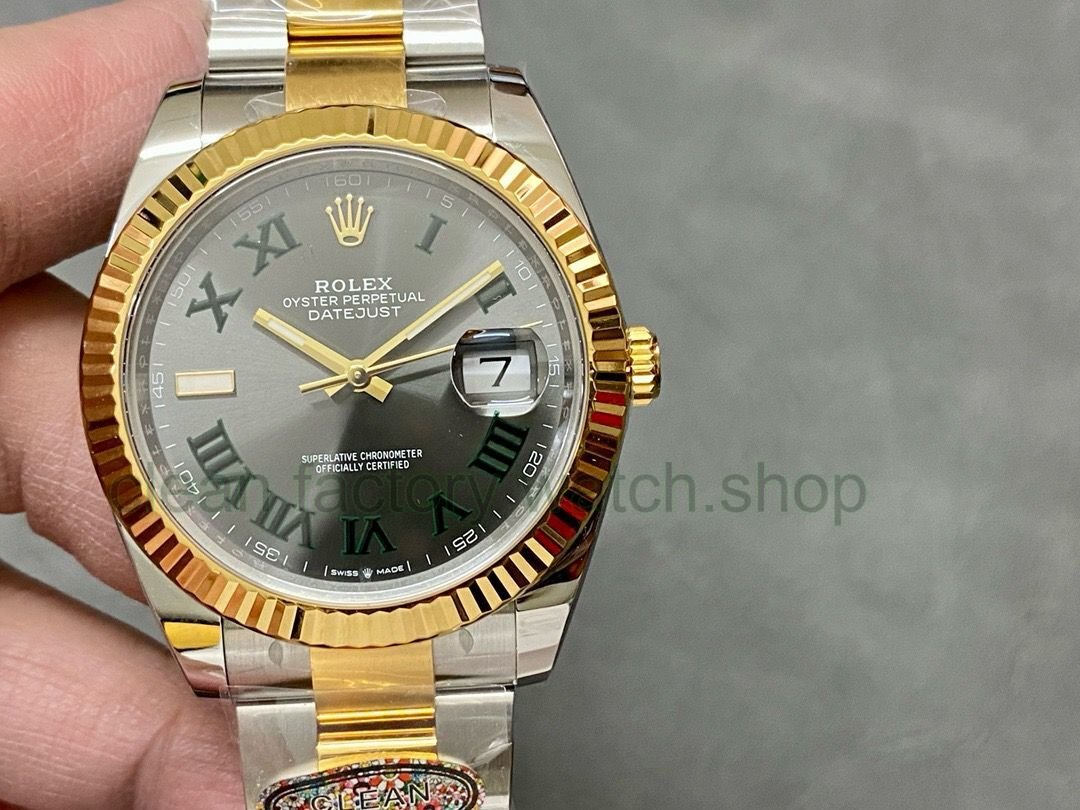 Clean Factory Rolex Datejust 126333-0019 41MM Half Gold Roman Numerals Wimbledon Grey Dial 1 e1341ad9 5905 43a7 bd02 f2b51451aa16 Clean Factory Watch
