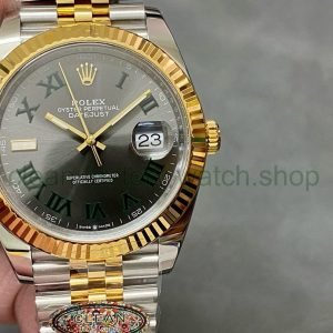 Clean Factory Rolex Datejust 126333-0020 41MM Half Gold Roman Numerals Wimbledon Grey Dial Jubilee 22 ec19fb43 85c5 417e a110 0ae989ba3bb9 Clean Factory Watch