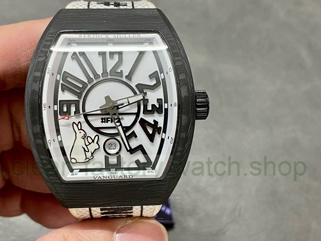 ABF Factory Franck Muller Vanguard V45 44mm Carbon fiber Rubber Strap White Dial 1 f2f98012 c651 4402 a881 f8af9752f56a Clean Factory Watch