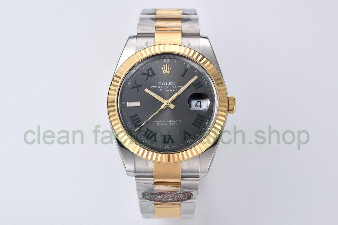 Clean Factory Rolex Datejust 126233-0036 36MM Half Gold Roman Numerals Wimbledon Grey Dial 1 fcd7ad3a 0466 4e8a 9cc7 ef3b10c6fb2a 1 Clean Factory Watch
