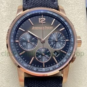 OMF Factory Audemars Piguet Code 11.59 26393NR.OO.A002KB.01 41mm Rose Gold Canvas Strap Black Dial