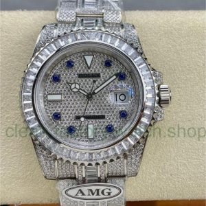 AMG Factory Rolex Submariner Date 116610 40mm White Diamond Bezel Full 904L&Diamond, Blue Word Pin Diamond Dial 20 027bea9e 0f16 48c9 b892 4fbf682aba69 Clean Factory Watch