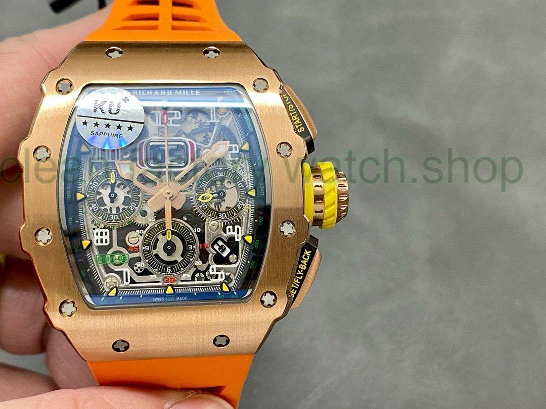 KU Factory Richard Mille RM11-03 44.5mm Rose Gold Orange Rubber Strap Skeletonized Dial 1 03f59958 9d3e 4283 933d f2cf2eeb028f Clean Factory Watch