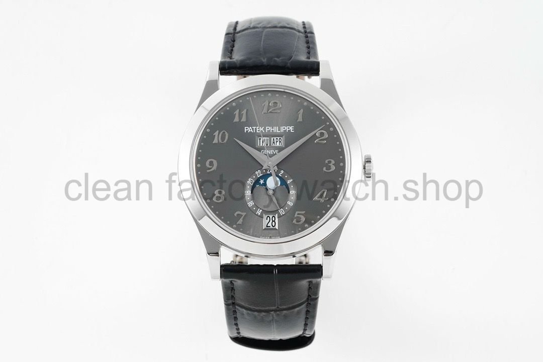 PPF Factory Patek Philippe Annual Calendar 5396G-014 38mm White Gold Leather Strap Grey Dial 1 0710ade1 f135 45ba 9ae6 dea069430cac Clean Factory Watch