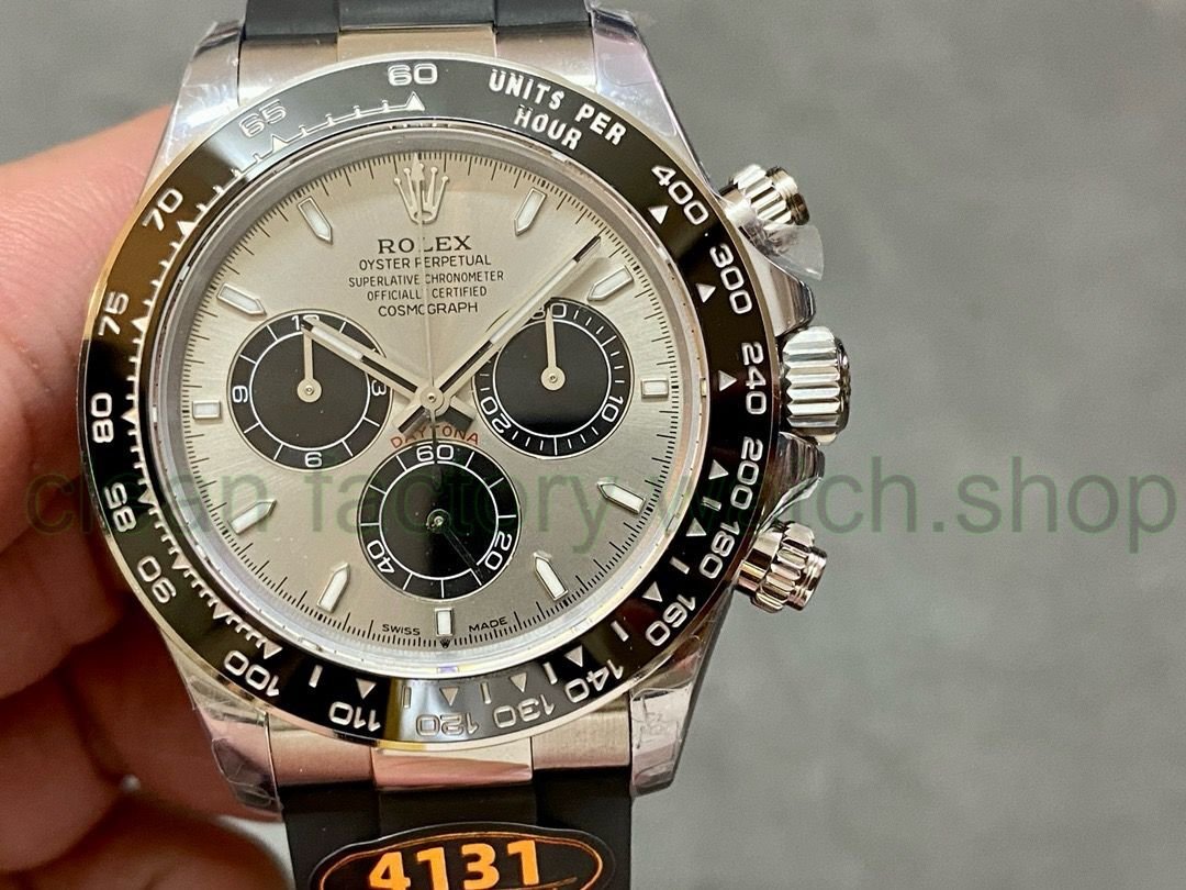 QF Factory ‘counterweight 140g’ Rolex Daytona 126519LN-0006 40mm White Gold Rubber Strap Silver Dial