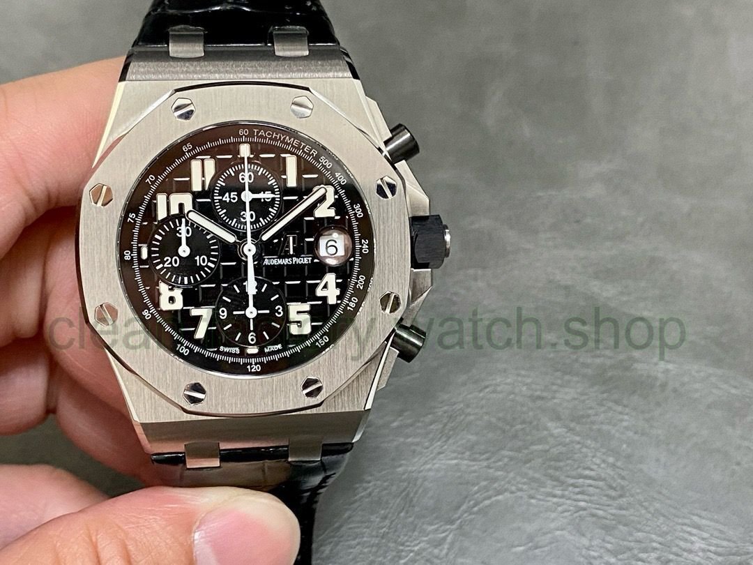 APF Factory Audemars Piguet Royal Oak Offshore Chronograph 26170ST.OO.D101CR.03 42mm Steel Leather Strap Arabic Numerals Black Dial 1 0a367434 82b0 4235 8a43 7795273aae0c Clean Factory Watch