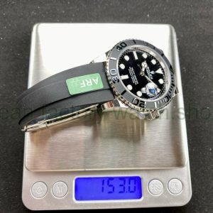 ARF Factory ‘Counterweight 153g’ Rolex Yacht-Master 42 226659 42mm White Gold Rubber Strap Black Dial weighs 153g