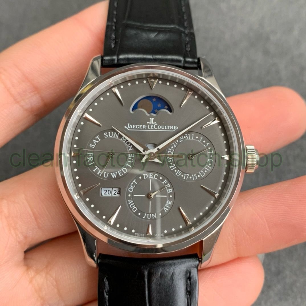 V9 Factory Jaeger-LeCoultre Master Ultra Thin Perpetual 130354j 39mm Steel Leather Strap Grey Dial 1 0e66d560 ef26 47e9 842b 0c598785d646 Clean Factory Watch
