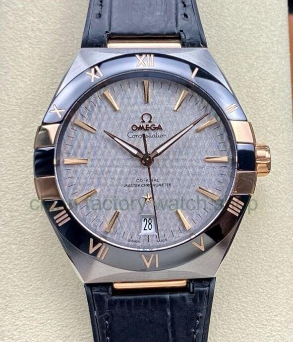 SBF Factory Omega Constellation Co-Axial Master Chronometer 131 23 41 21 06 001 41mm Rose Gold&Steel Leather Strap Silver Dial