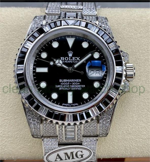 AMG Factory Rolex Submariner Date 116610LN 40mm Black&White Diamond Bezel Full 904L&Diamond Black Dial 1 169acb80 dd72 4b6f 8473 b058a227cf38 Clean Factory Watch