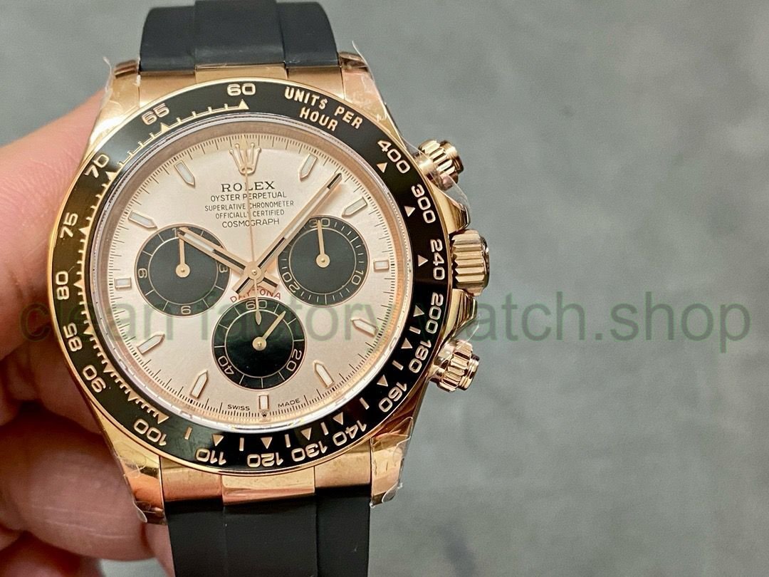 QF Factory ‘counterweight 140g’ Rolex Daytona 126515LN-0006 40mm Rose Gold Rubber Strap Pink Dial