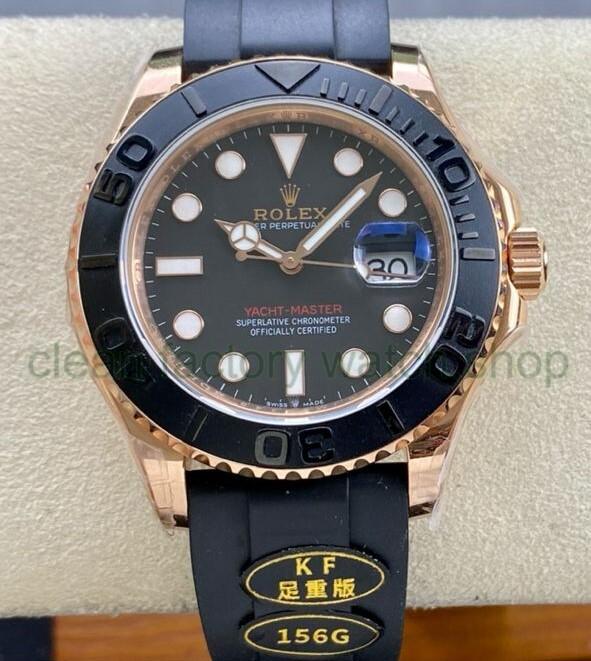 KF Factory Rolex Yacht-Master 40 126655 40mm Rose Gold Rubber Strap Black Dial 1 1fdb9152 a6b5 424f 9209 5277f843247d Clean Factory Watch