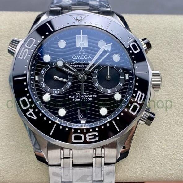 N1 Factory Omega Seamaster Diver 300M Co-Axial Chronometer Chronograph 210.30.44.51.01.001 44mm Full Steel Strap Black Dial 1 23720eb8 b4c8 4e4c 87a7 0544a3db58f6 Clean Factory Watch