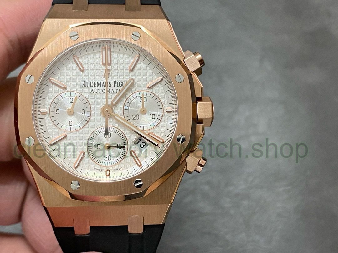 BF Factory Audemars Piguet Royal Oak Chronograph 26320OR.OO.1220OR.02 41mm Rose Gold Rubber Strap White Dial 1 24ec4b14 bf92 4b59 b7e1 8f8b8571a9c4 Clean Factory Watch