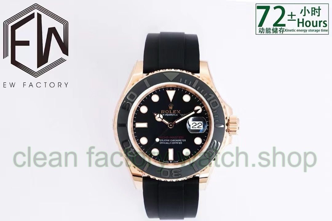 EW Factory Rolex Yacht-Master 126655-0002 40mm Rose Gold Rubber Strap Black Dial 1 2619a281 0b07 4e30 a31e 37d41cda87ae Clean Factory Watch