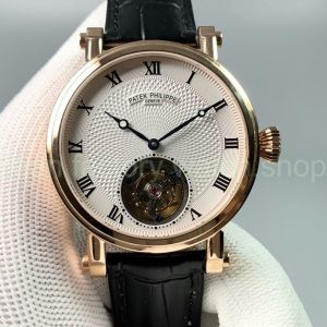 Tourbillon Patek Philippe 42mm Rose Gold Leather Strap Romance Number Silver Dial 8 294f73ab 2990 445a a2ea f489c133d3ad Clean Factory Watch