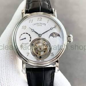 Tourbillon Patek Philippe 42mm Steel Leather Strap Silver Dial 14 2b238635 511b 46b2 abfb 10d28aaa35ae Clean Factory Watch