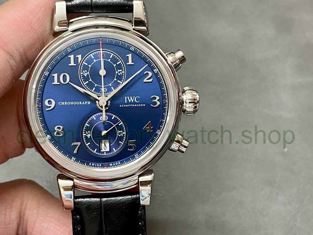 APS Factory IWC Da Vinci Chronograph IW393402 42mm Steel Leather Strap Arabic Numerals Blue Dial 1 2bdba58b 3cef 4707 ab81 6a695ea1a8b8 Clean Factory Watch