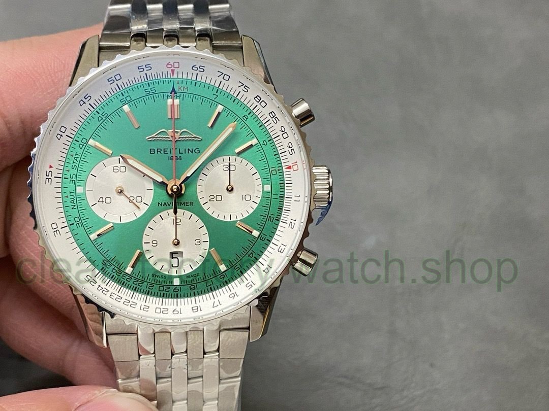 BLS Factory Breitling Navitimer 1 B01 Chronograph AB0139211L1A1 42mm Full Steel White Eye Green Dial 1 35241606 d7c7 4315 9021 358becfd9711 Clean Factory Watch