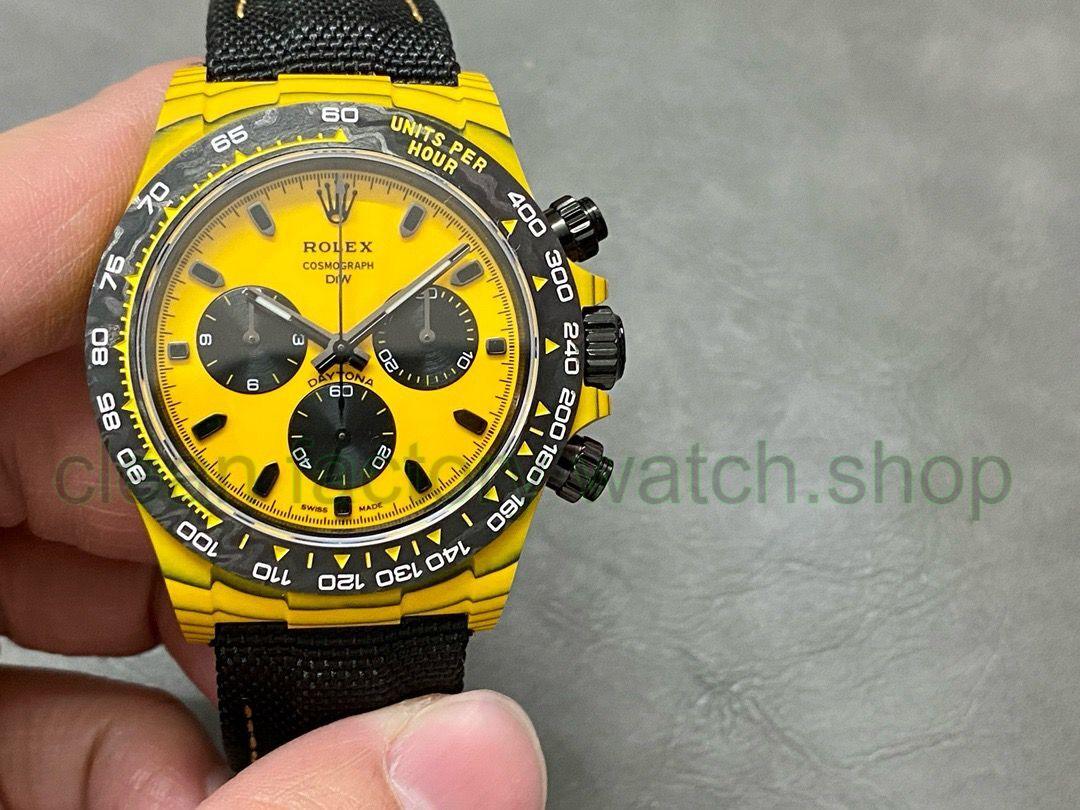 DIW Factory Rolex Daytona 116500 Limited Edition 40mm Carbon Fiber Artificial Fiber Woven Strap Yellow Dial 1 3add12fc bbfa 43fe 8d8e 5943b5615870 Clean Factory Watch