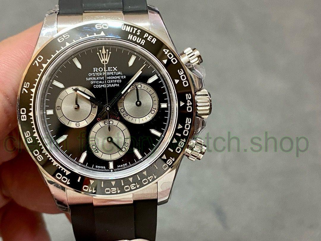 QF Factory ‘counterweight 140g’ Rolex Daytona 126519LN-0002 40mm White Gold Rubber Strap Black Dial