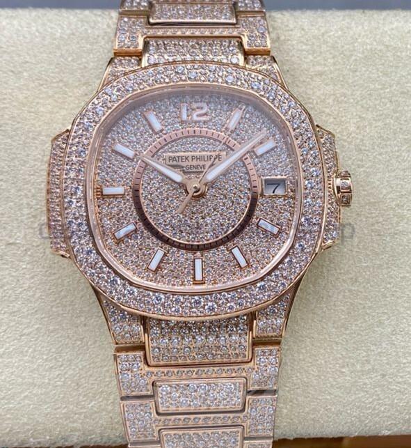 GR Factory Patek Philippe Nautilus 7021/1R-001 33.6mm Full Jewelry&Rose Gold Jewelry Dial 1 3c8668d5 8505 479a 8e1e 701877d75472 Clean Factory Watch