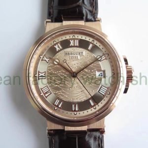 V9 Factory Breguet Marine 40mm Rose Gold Leather Strap Roman Numerals Wave Pattern Silver Dial 7 3ca69f56 7018 4d4d 9335 30d5700370e4 Clean Factory Watch