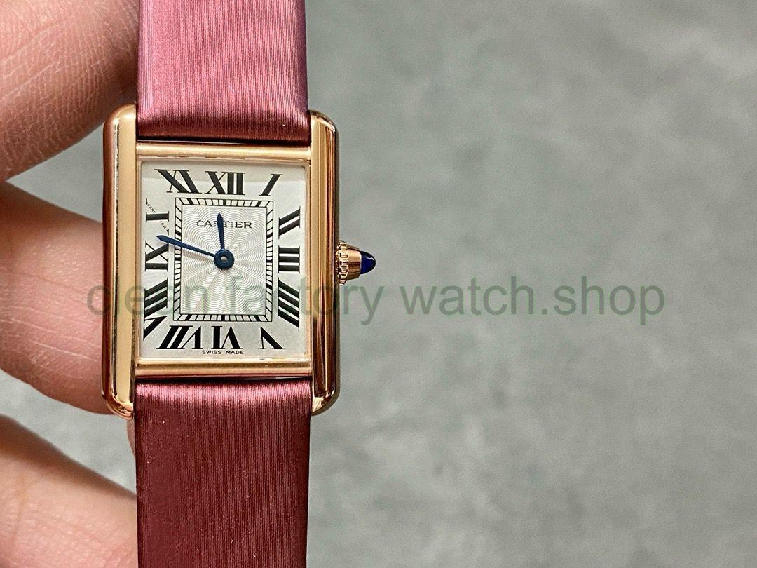 F1 Factory Cartier Tank Louis Cartier WGTA0010 22mm Rose Gold Red Leather Strap Roman Numerals Silver Dial 1 3d8be1cb cbad 411c 9870 805bb51fb644 Clean Factory Watch