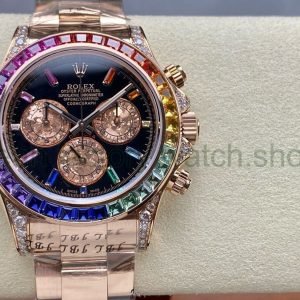 Custom Make Rolex Modified Customized Counterweight Rainbow Di Tiger Diditona 4130 Movement SW Substitute Dial Hand, Exclusive Flat-Cut Colorful Bezel, Moissanite, Deep Glass, Counterweight Technology Improvement, Polishing, Scheduling, And Durability Have Been Improved. 11 3dc2ddab 1c9e 408b a792 79304085df0c Clean Factory Watch